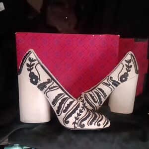 Elegant Cream and Black Women's Heels